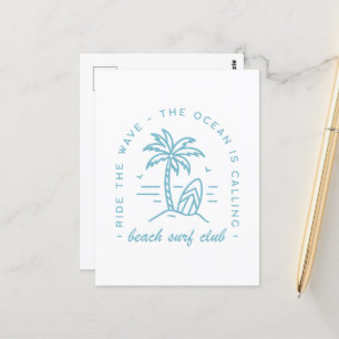 Surven Beach Club Surfen Oceaan Esthetische quotes Briefkaart