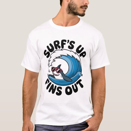 Surven omhoog, vinnen uit - Cool Surfing Design T-shirt (Voorkant)