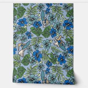 Surven Pareau Hawaiian Hibiscus Surfen Blauw Multi Behang
