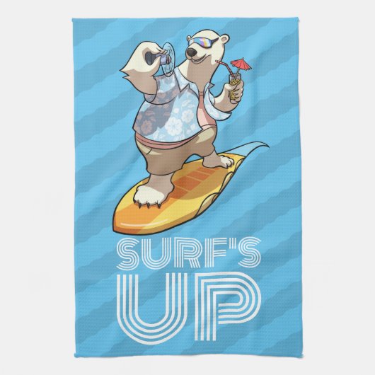Surven Up Surfing Polar Beer met Cocktail Cartoon Theedoek (Verticaal)