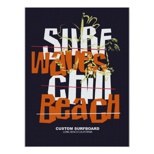 Surven Waves Custom Beach Perfect Poster (Voorkant)