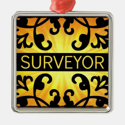 Surveyor Damask Kerstversiering Metalen Ornament (Voorkant)