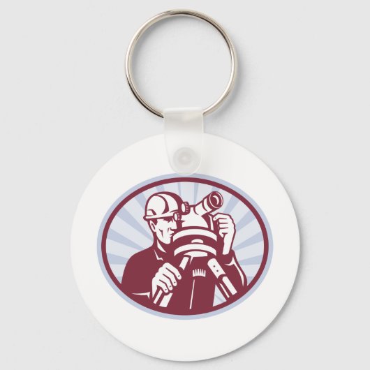 Surveyor Engineer Theodolite Total Station Sleutelhanger (Voorkant)