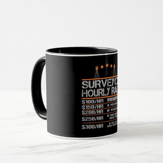 Surveyor Hourly Rate Funny Gift Idea Mok (Voorkant links)