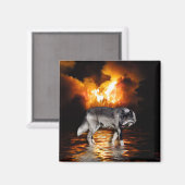 "Survivant" Gray Wolf Magnet (Recto/Verso)