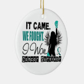 Survivor 22 Cervicale kanker Keramisch Ornament (Rechts)