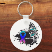 Survivor Abstracte Butterfly Thyroïde Cancer Sleutelhanger (Voorkant)