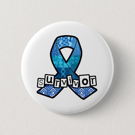Survivor Blue Ribbon Ronde Button 5,7 Cm (Voorkant)