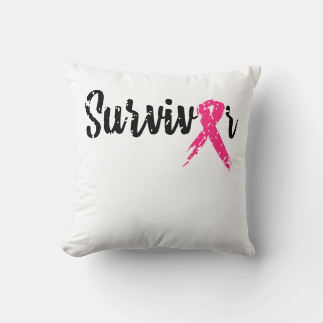 Survivor Breast Cancer Awareness Kussen (Voorkant)