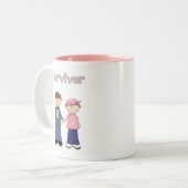 Survivor Cartoon Tweekleurige Koffiemok (Voorkant links)