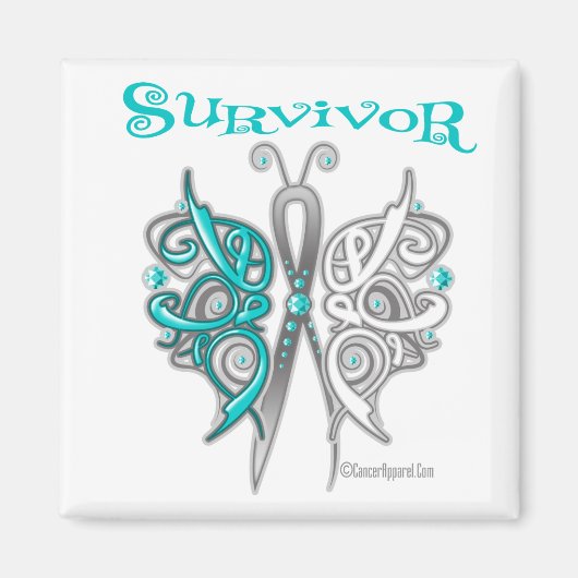 Survivor Celtic Butterfly - Cervical Cancer Magneet (Voorkant)