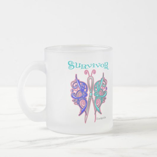 Survivor Celtic Butterfly - Thyroid Cancer Matglas Koffiemok (Links)