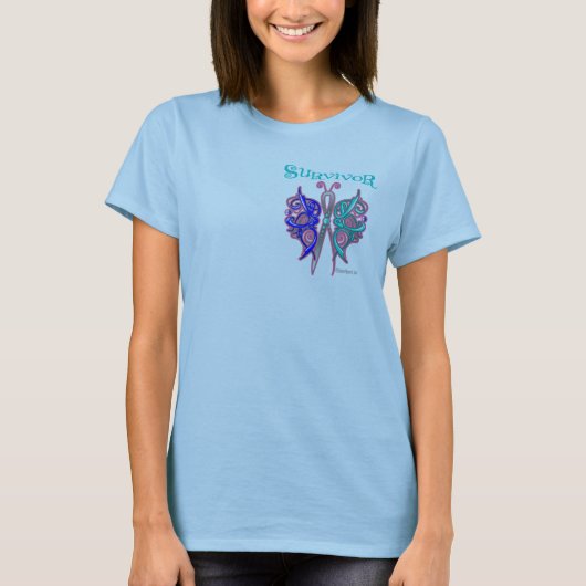 Survivor Celtic Butterfly - Thyroid Cancer T-shirt (Voorkant)