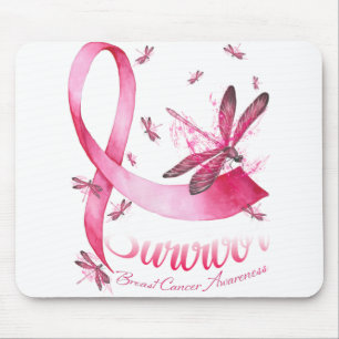 Survivor Dragonfly roze ribbon Breast Cancer Muismat