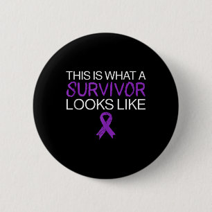 Survivor Fighter Lupus Awareness Month Paarse rib Ronde Button 5,7 Cm