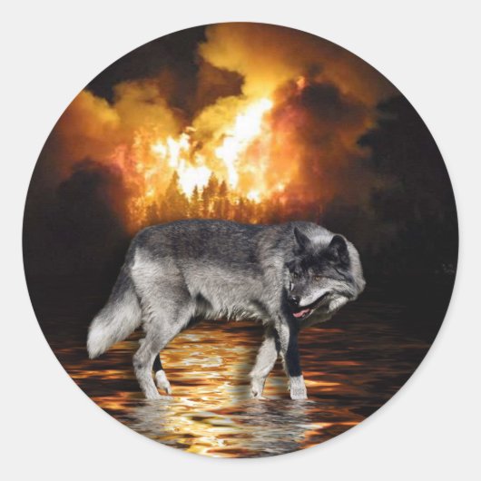 "Survivor" Gray Wolf Gifts Ronde Sticker (Voorkant)