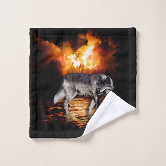 "Survivor" Gris Wolf et Wildfire Design (Gant de toilette)