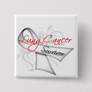 Survivor - Lung Cancer Ribbon Vierkante Button 5,1 Cm