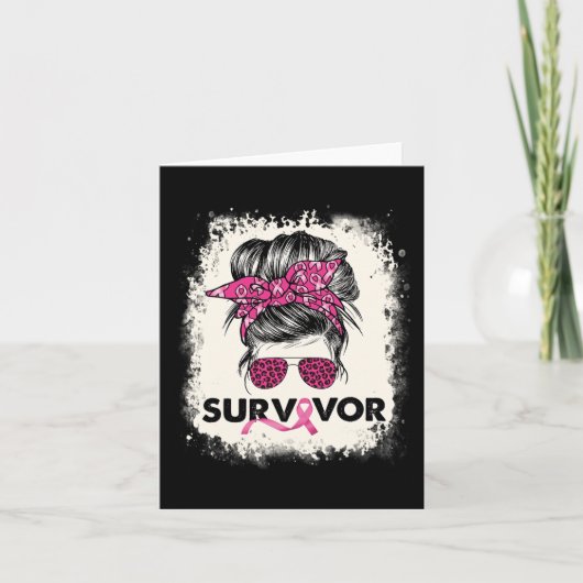 Survivor Messine Bun Breast Cancer Awareness Pink Kaart (Voorkant)
