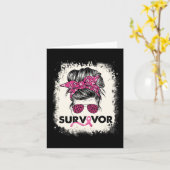 Survivor Messine Bun Breast Cancer Awareness Pink Kaart (Gele Bloem)