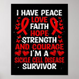 Survivor Peace Hope Love Sikkelcelziekte bewust Poster