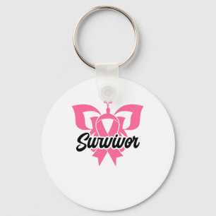 Survivor Pink Ribbon Breast Cancer Bewustheid Sleutelhanger
