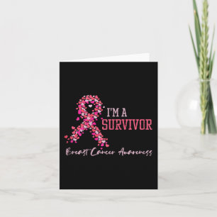 Survivor Pink Ribbons Hearts Breast Cancer Awarene Kaart