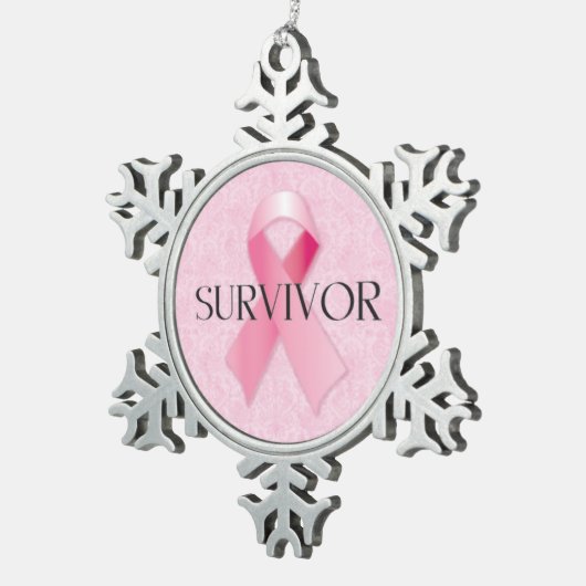 Survivor Snowflake Breast Cancer Ornament (Rechts)