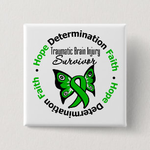 Survivor Traumatic Brain Injury v2 Vierkante Button 5,1 Cm