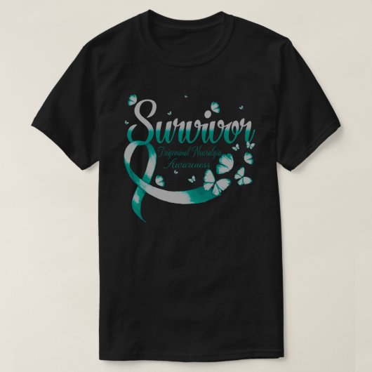 Survivor Trigeminal Neuralgia Awareness Butterfly T-shirt (Design voorkant)
