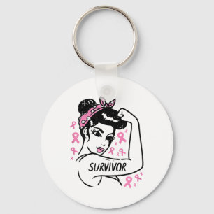 Survivor Warrior Unbreakable Ribbon Borstkanker Sleutelhanger