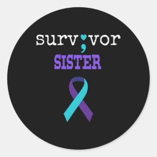 Survivor Zuster Semicolon Gift Suicide Prevention Ronde Sticker