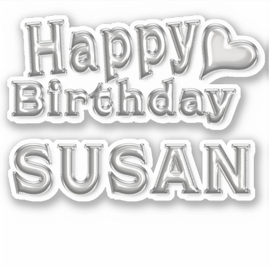 Susan Happy Birthday silver Aufkleber Sticker (Voorkant)
