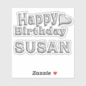 Susan Happy Birthday silver Aufkleber Sticker (Vel)