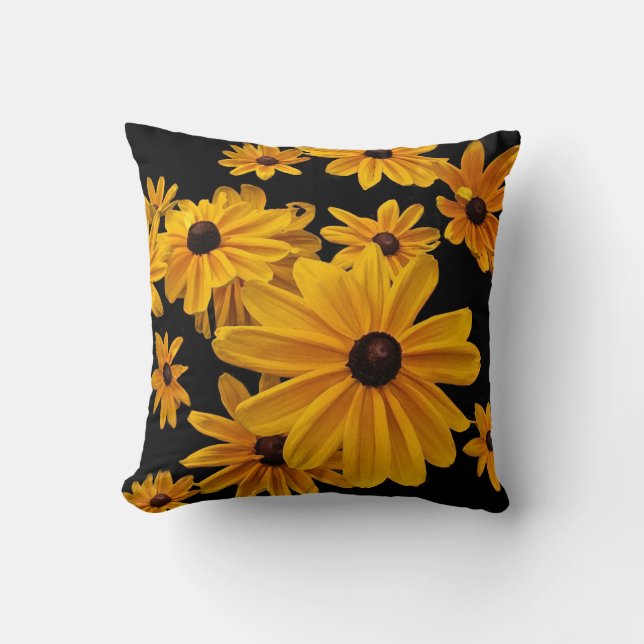 Susan Noir-eyed jaune fleurit le coussin floral (Recto)