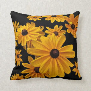 Susan Noir-eyed jaune fleurit le coussin floral