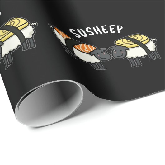 Susheep Funny Sushi Sheep Pun Dark BG Cadeaupapier (Rol Hoek)