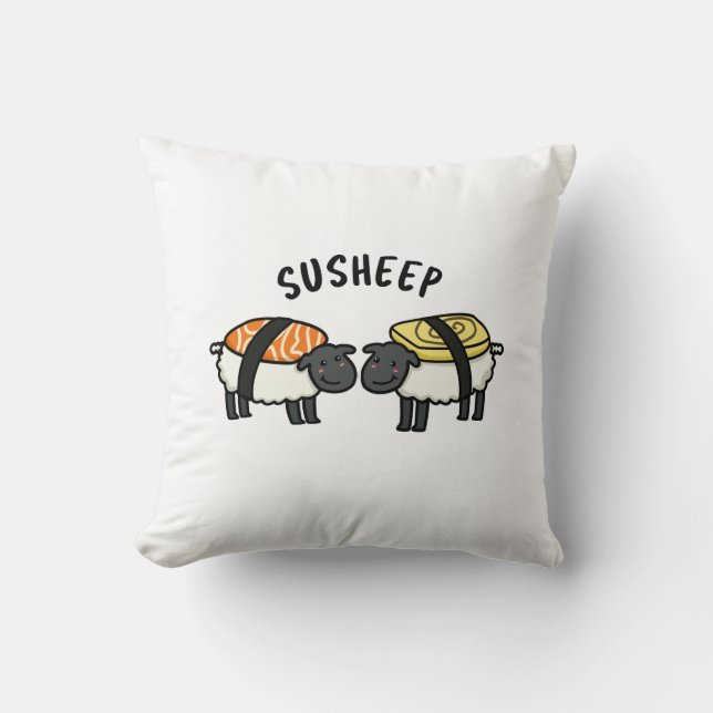 Susheep Funny Sushi Sheep Pun Kussen (Voorkant)
