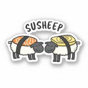 Susheep Funny Sushi Sheep Pun Sticker