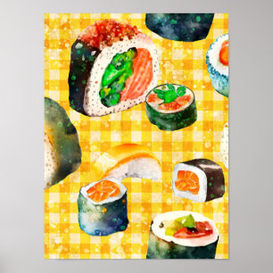 Sushi aan de muur poster