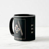 Sushi aangepaste monogram mokken (Voorkant links)