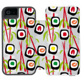 Sushi achtergrond incipio iPhone portemonnee hoesje (Agenda Open)