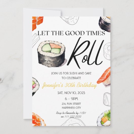 Sushi Adult Verjaardagsdiner The Good Times Roll Kaart (Voorkant)
