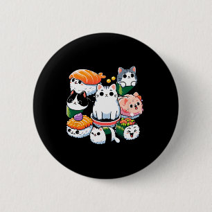 Sushi Anime Cat Sushi Lover Gift Ronde Button 5,7 Cm