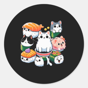 Sushi Anime Cat Sushi Lover Gift Ronde Sticker