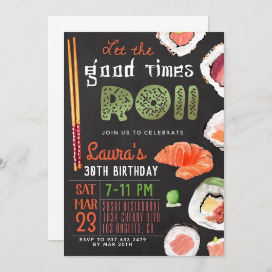 Sushi Anniversaire Invitation (Devant / Derrière)