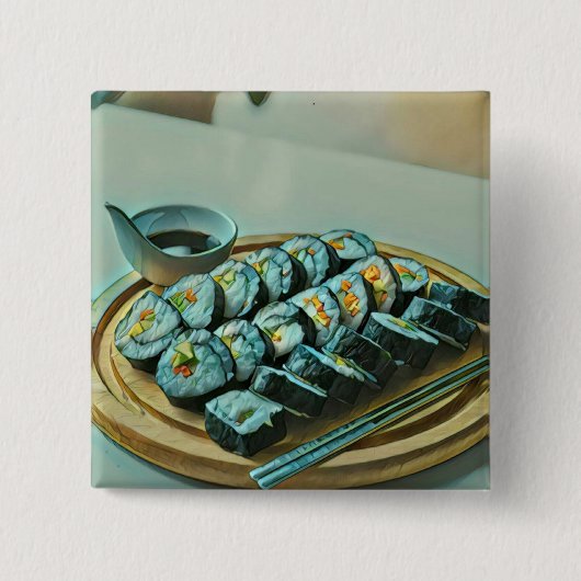 Sushi Artwork Vierkante Button 5,1 Cm (Voorkant)