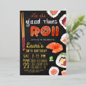 Sushi Birthday Folie Uitnodiging (Staand Voorkant)