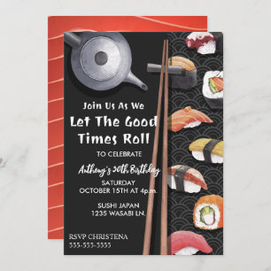 Sushi Birthday Party Invitation Kaart