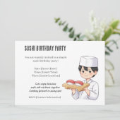 Sushi Birthday Party Invitation with Cute Anime (Debout devant)